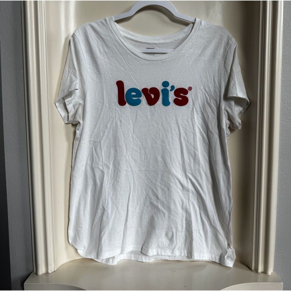 Flocked Logo Graphic Tee Shirt Large